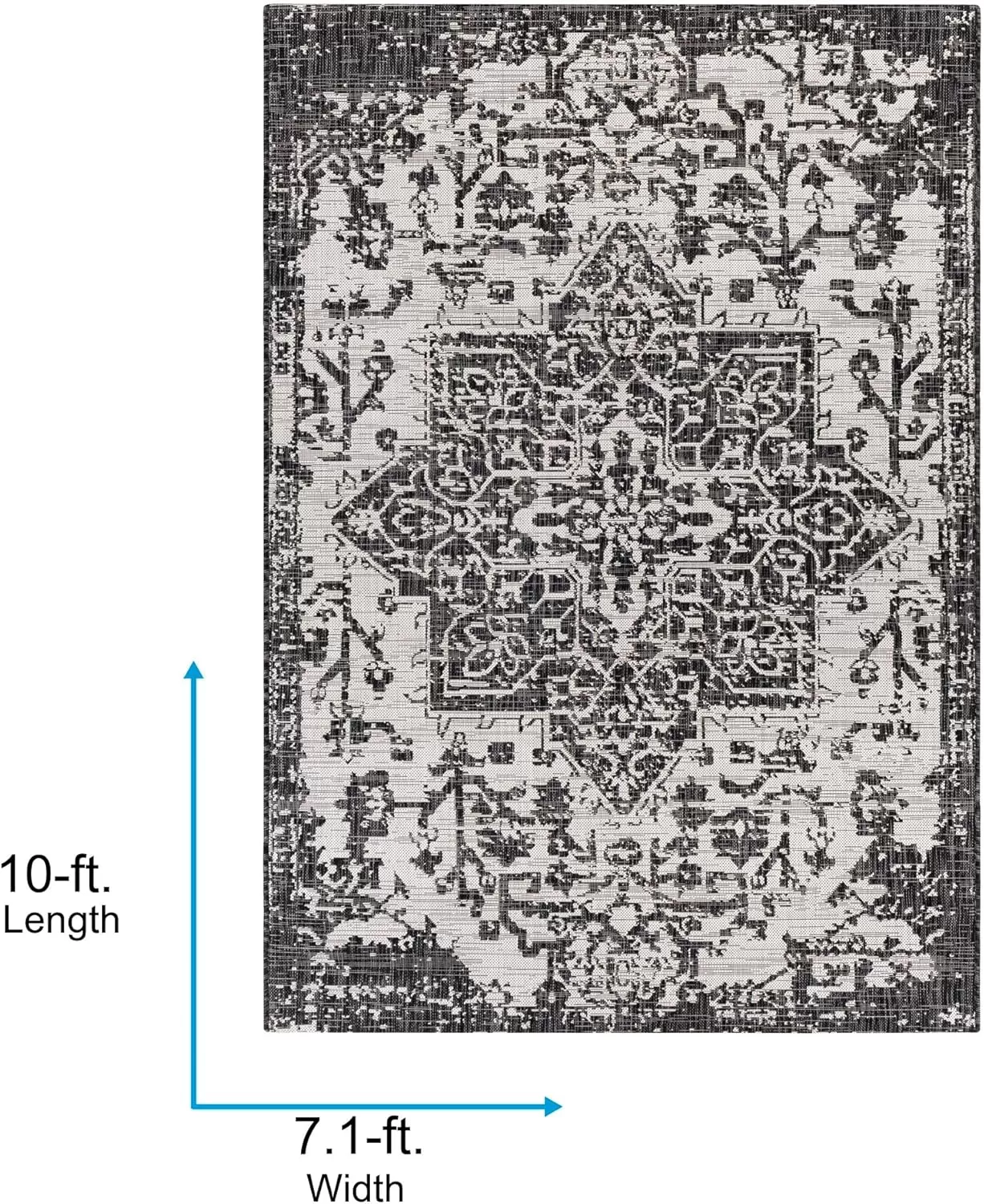 imageLivabliss Masha Vintage Medallion Outdoor Area Rug710quot SquareDark Gray710 x 10 Oval