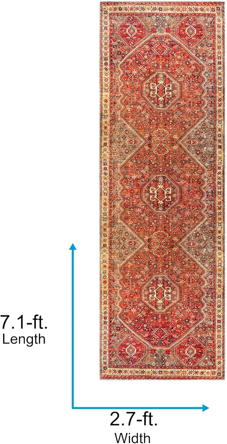 imageLivabliss Nico Vintage Medallion Washable Area Rug2 x 211quot Burnt Orange27 x 710