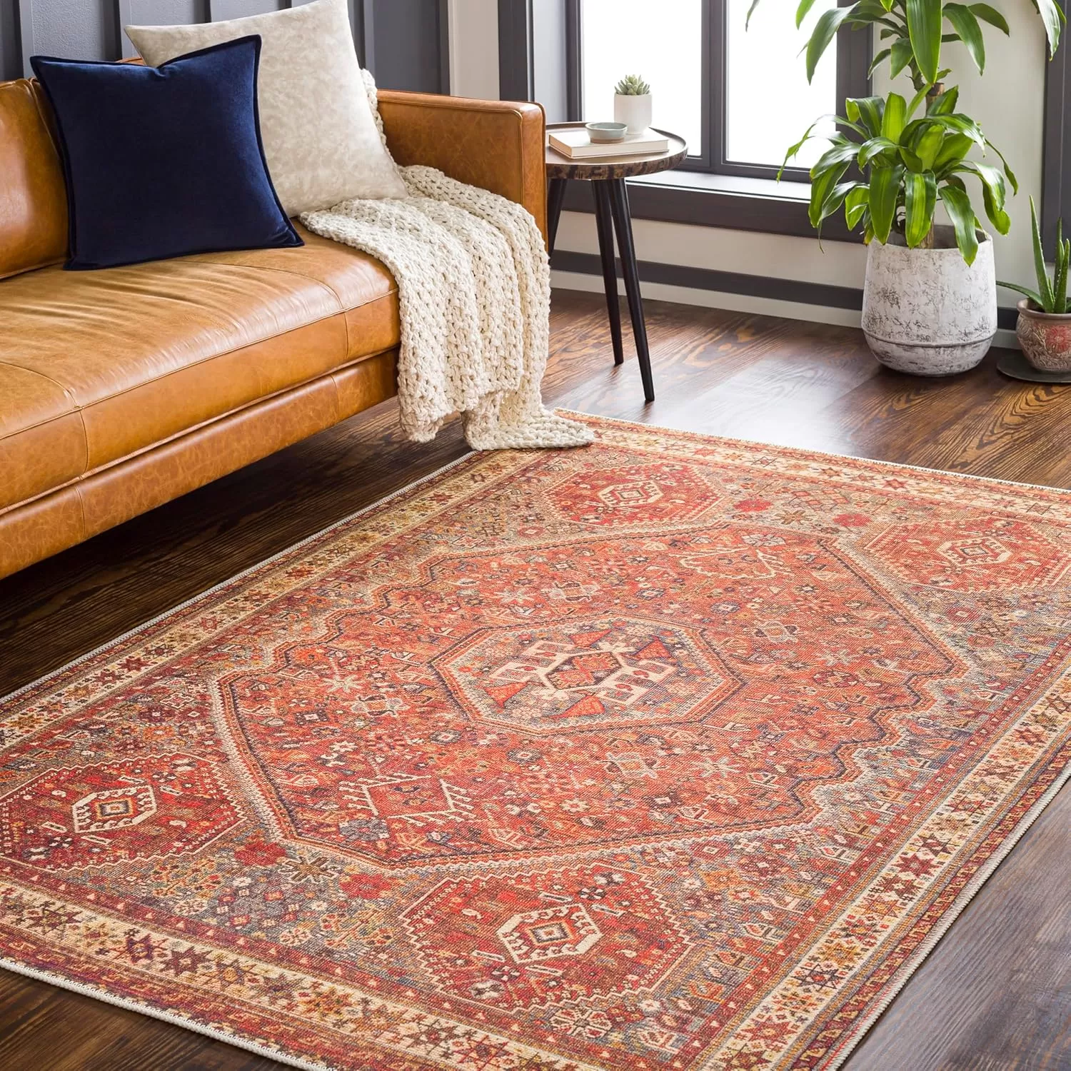 imageLivabliss Nico Vintage Medallion Washable Area Rug2 x 211quot Burnt Orange27 x 710