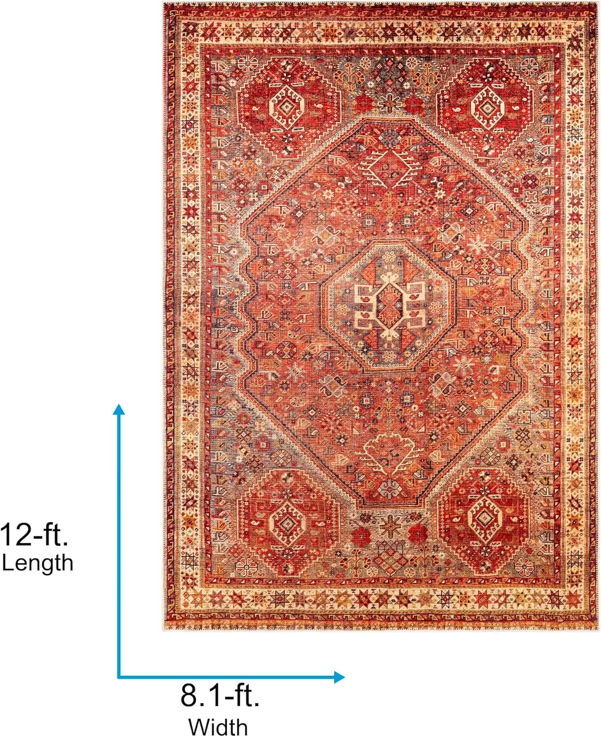 imageLivabliss Nico Vintage Medallion Washable Area Rug2 x 211quot Burnt Orange810 x 12