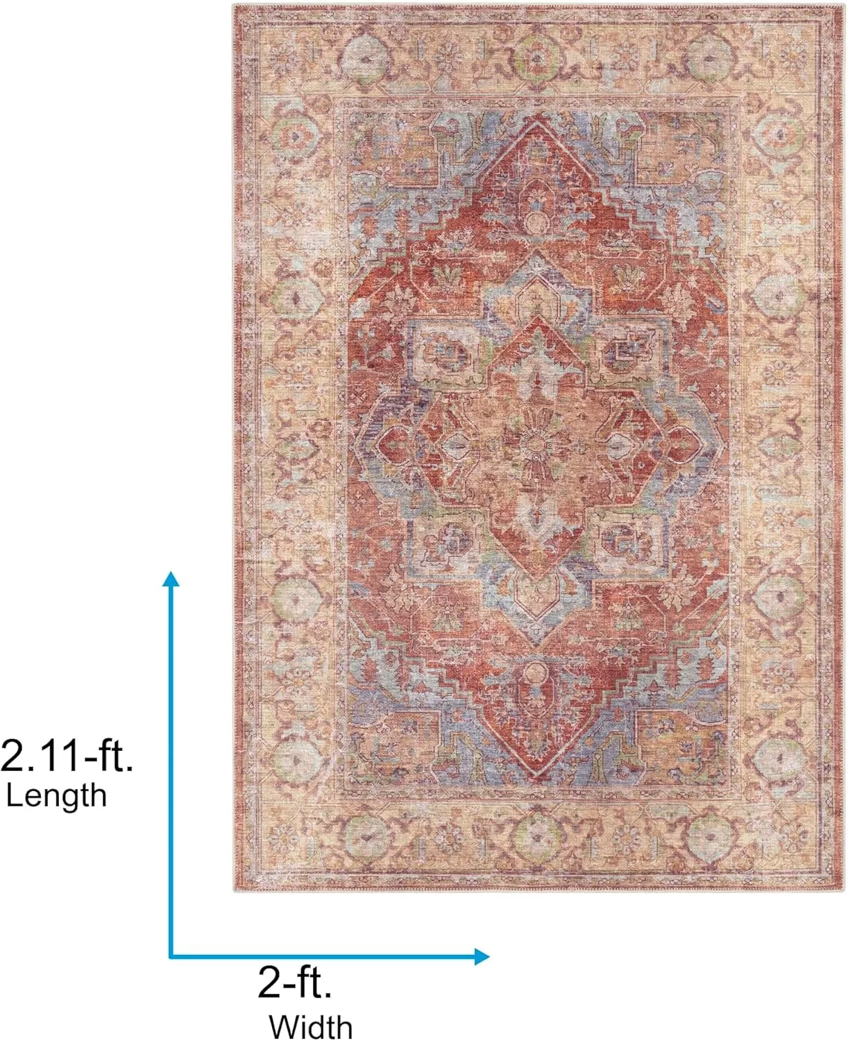 imageLivabliss Nico Vintage Medallion Washable Area Rug2 x 211quot Burnt OrangeTeal2 x 211
