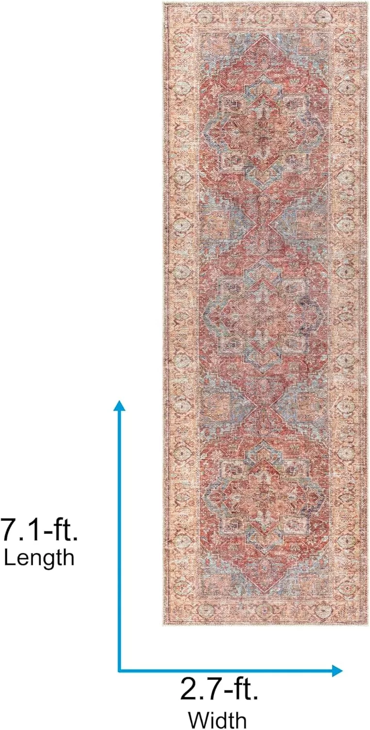 imageLivabliss Nico Vintage Medallion Washable Area Rug2 x 211quot Burnt OrangeTeal27 x 710