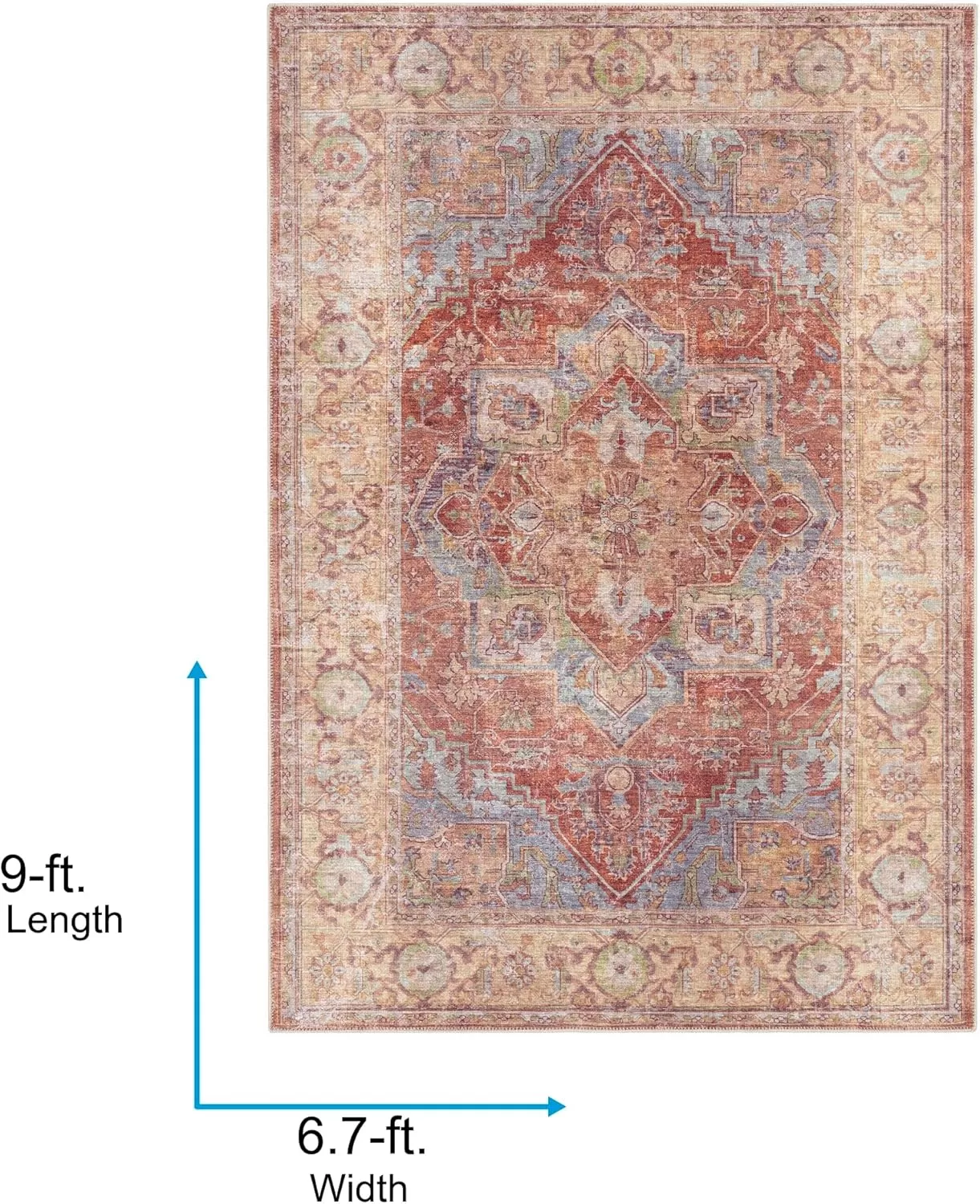 imageLivabliss Nico Vintage Medallion Washable Area Rug2 x 211quot Burnt OrangeTeal67 x 9