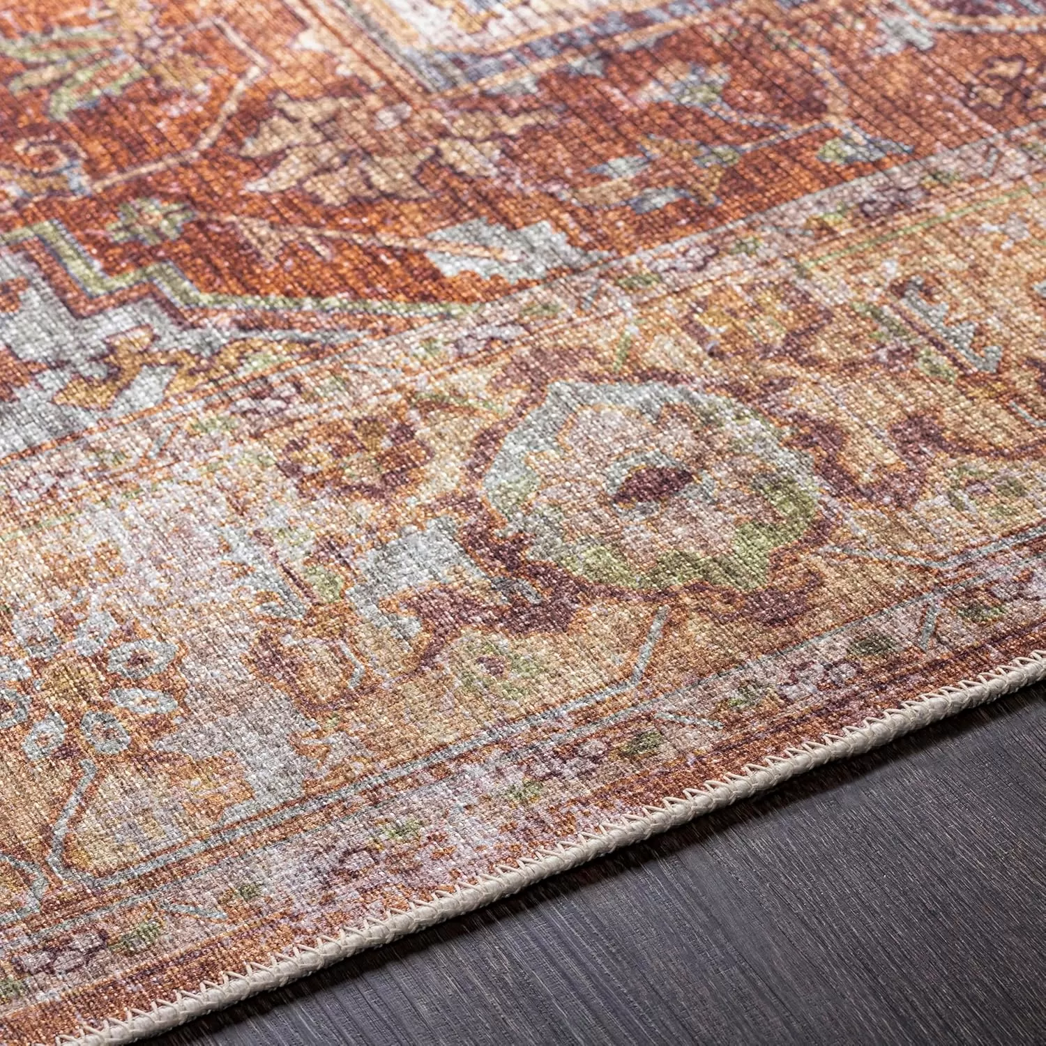 imageLivabliss Nico Vintage Medallion Washable Area Rug2 x 211quot Burnt OrangeTeal710 x 102