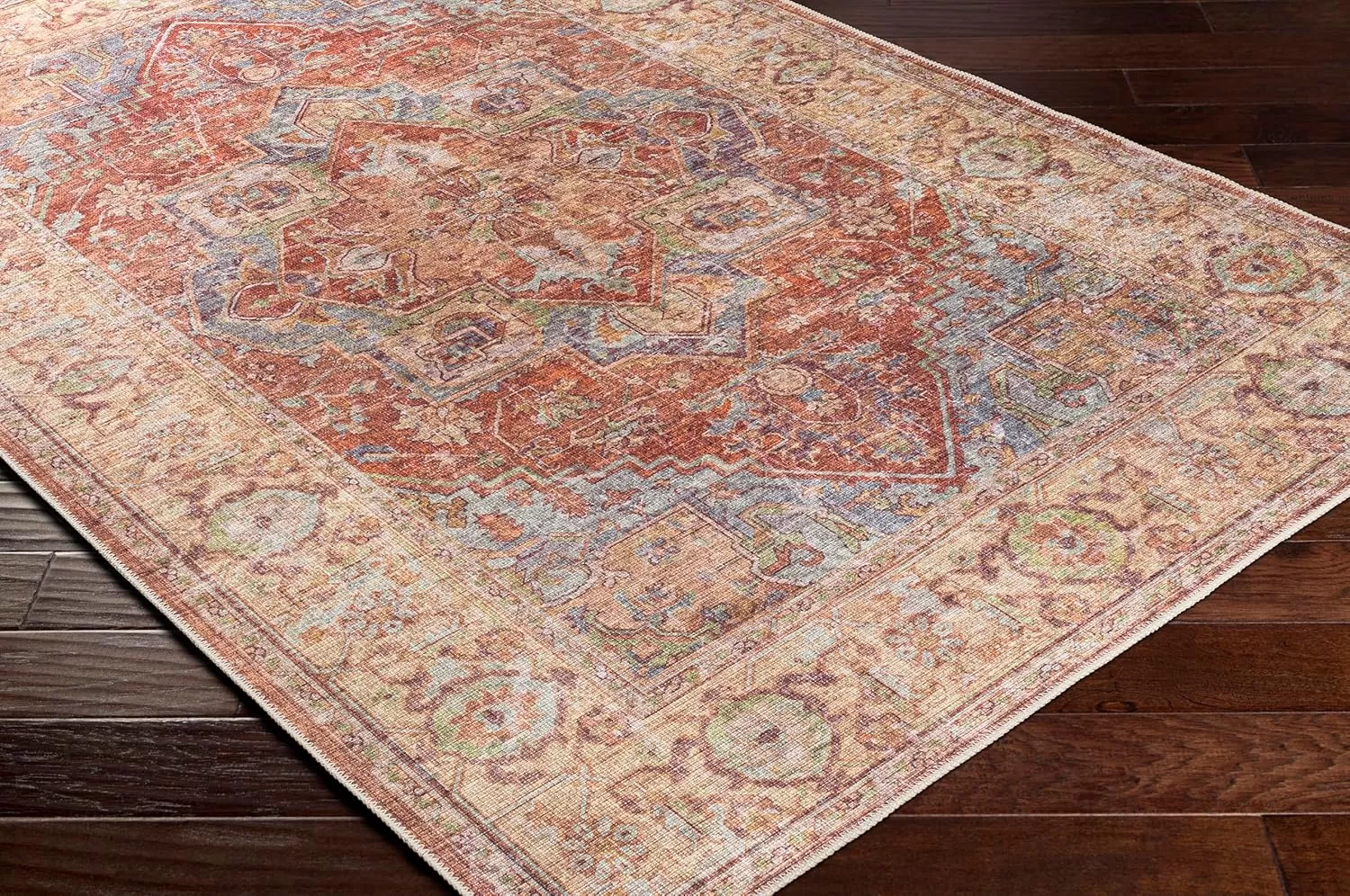 imageLivabliss Nico Vintage Medallion Washable Area Rug2 x 211quot Burnt OrangeTeal710 x 102