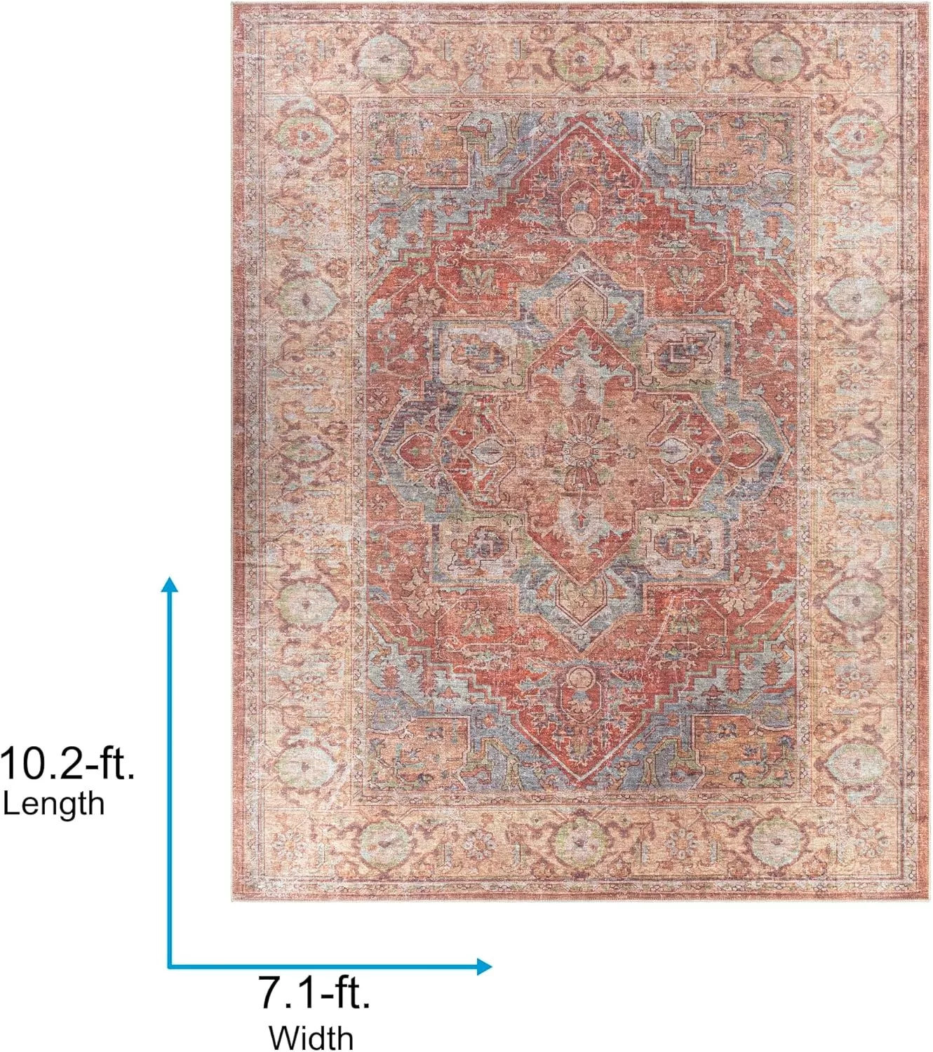 imageLivabliss Nico Vintage Medallion Washable Area Rug2 x 211quot Burnt OrangeTeal710 x 102