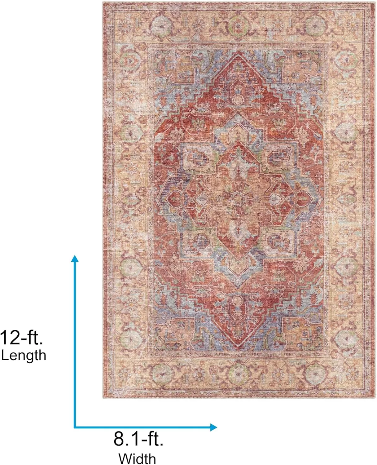 imageLivabliss Nico Vintage Medallion Washable Area Rug2 x 211quot Burnt OrangeTeal810 x 12