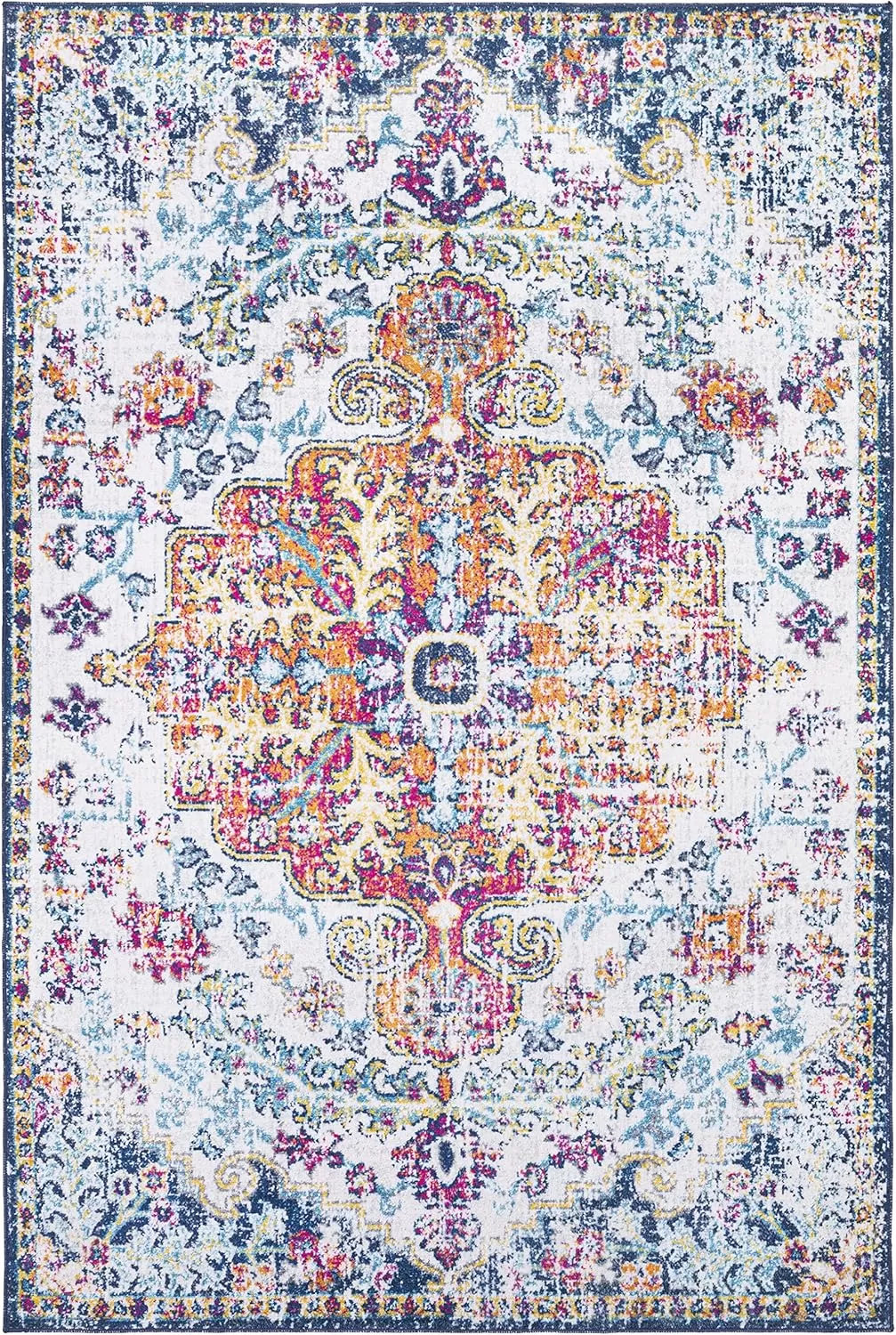imageLivabliss Odelia Vintage Bohemian Washable Area Rug 4 x 6 OrangeMulti76 x 5 Rectangular