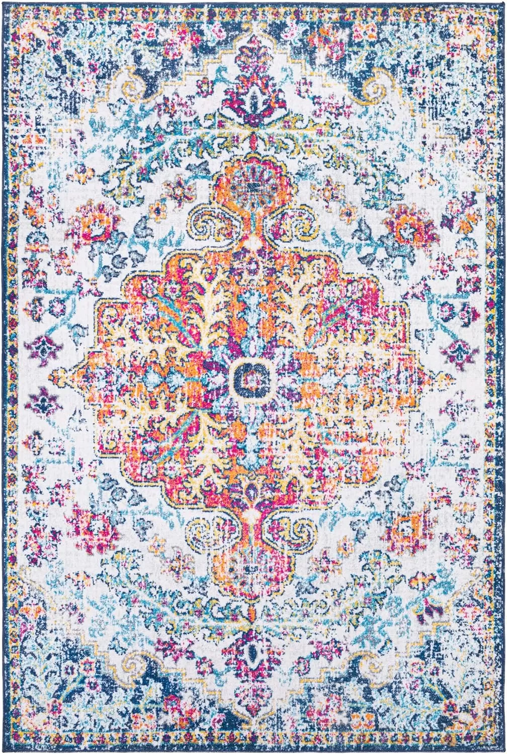 imageLivabliss Odelia Vintage Bohemian Washable Area Rug 4 x 6 OrangeMulti76 x 5 Rectangular