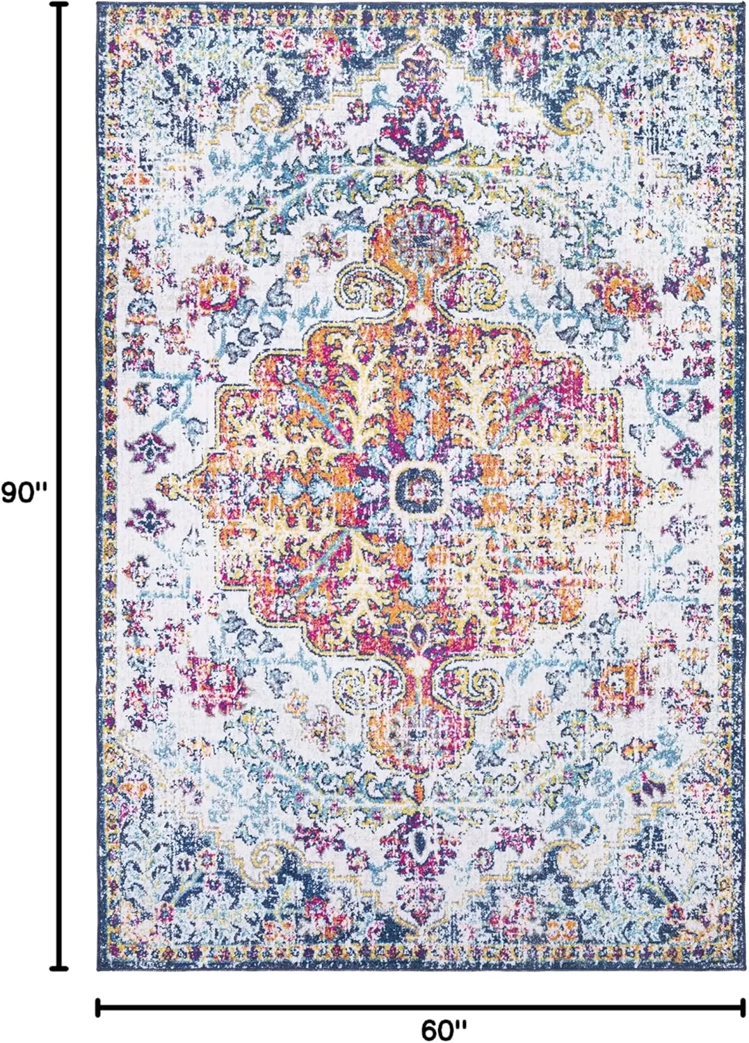 imageLivabliss Odelia Vintage Bohemian Washable Area Rug 4 x 6 OrangeMulti76 x 5 Rectangular