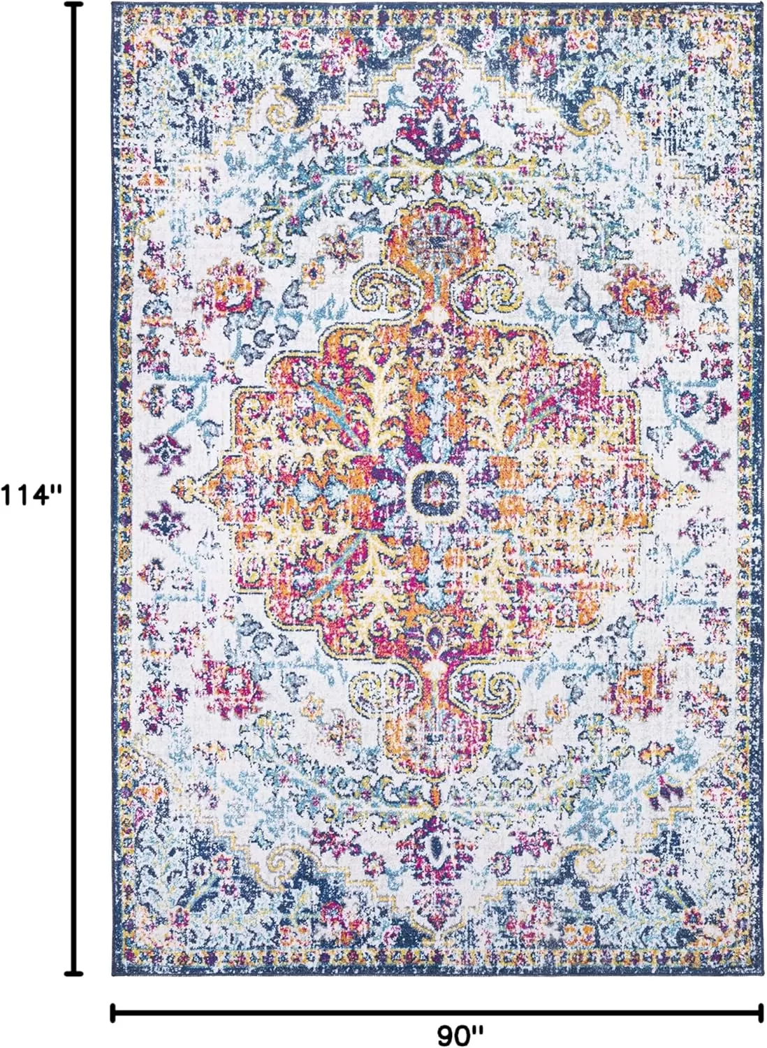 imageLivabliss Odelia Vintage Bohemian Washable Area Rug 4 x 6 OrangeMulti76 x 96