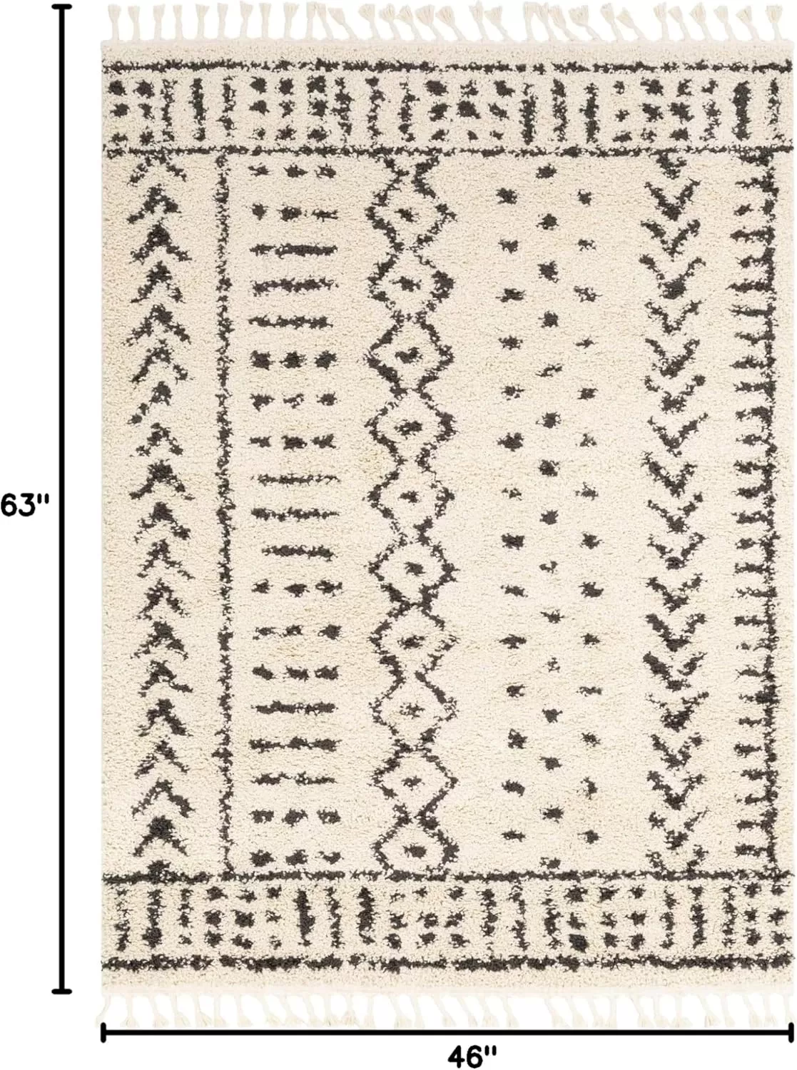 imageLivabliss Orlantha Bohemian Shag Area Rug2 x 211quot CharcoalBeigeCharcoalBeige