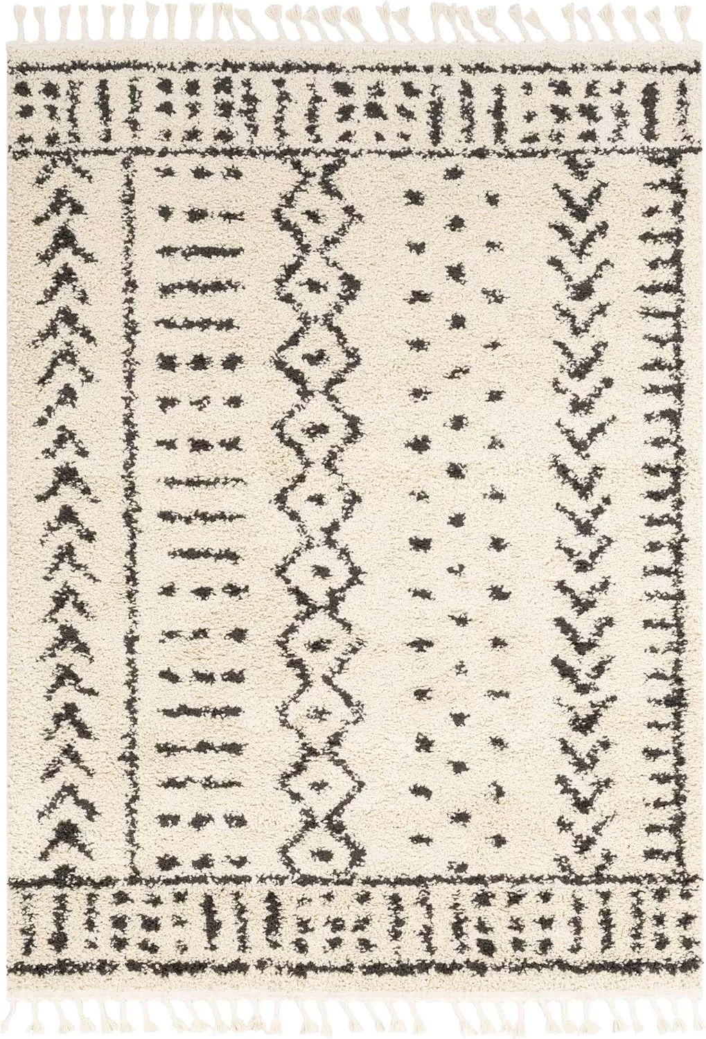 imageLivabliss Orlantha Bohemian Shag Area Rug2 x 211quot CharcoalBeigeCharcoalBeige