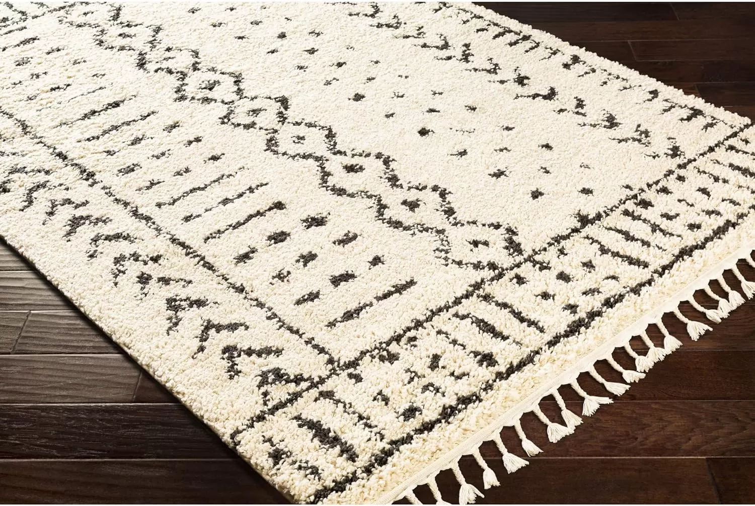 imageLivabliss Orlantha Bohemian Shag Area Rug2 x 211quot CharcoalBeigeCharcoalBeige