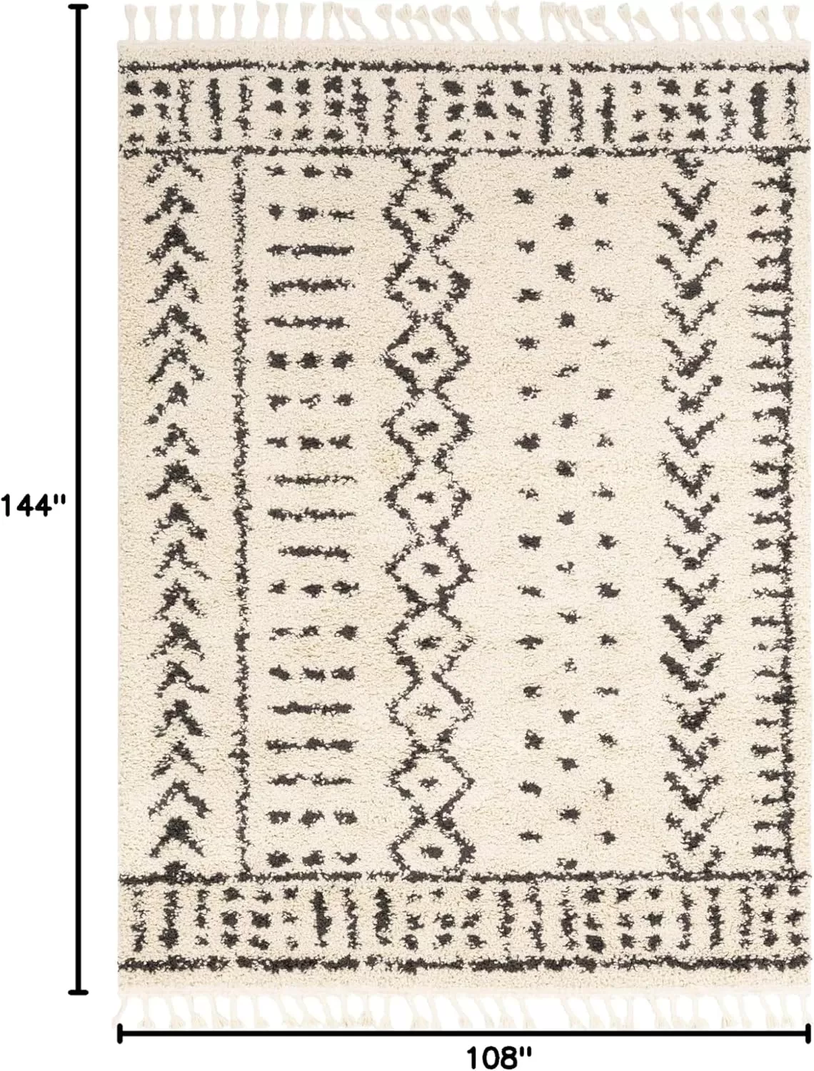 imageLivabliss Orlantha Bohemian Shag Area Rug2 x 211quot CharcoalBeigeCharcoalBeige