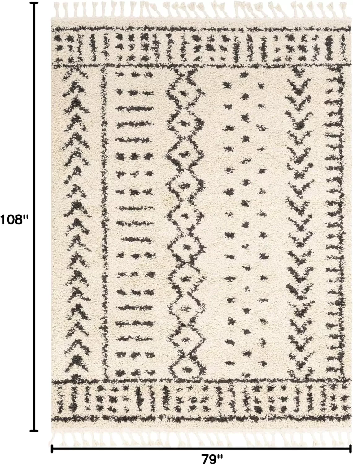 imageLivabliss Orlantha Bohemian Shag Area Rug2 x 211quot CharcoalBeigeCharcoalBeige
