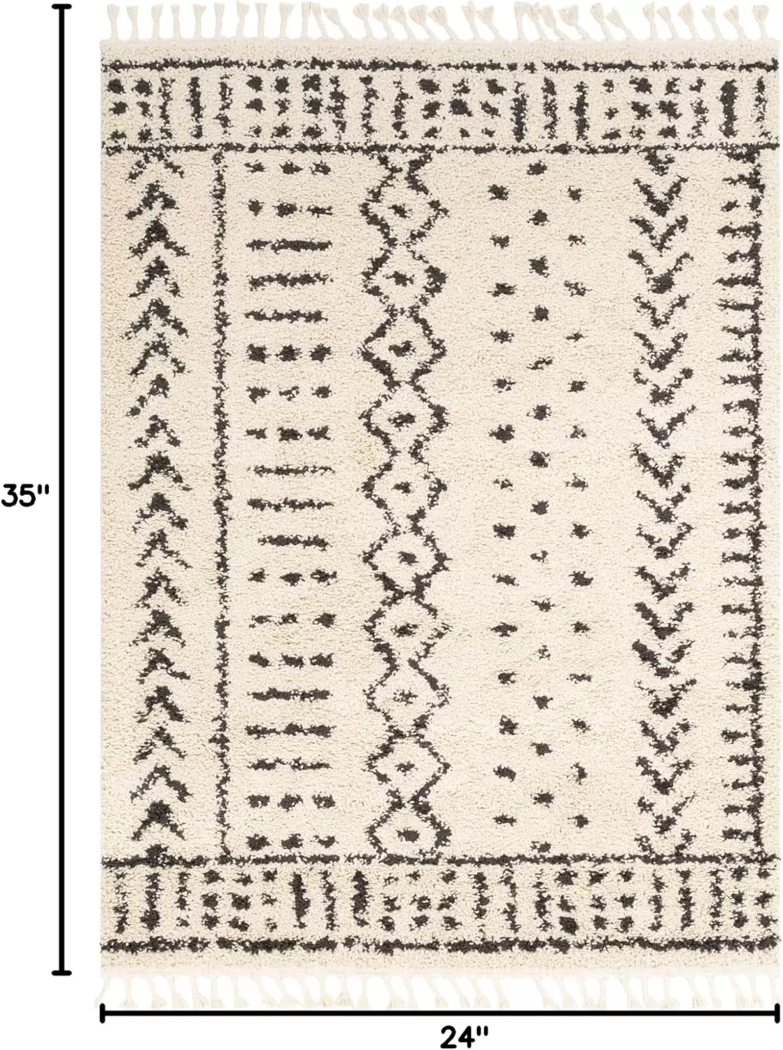 imageLivabliss Orlantha Bohemian Shag Area Rug2 x 211quot CharcoalBeigeCharcoalBeige