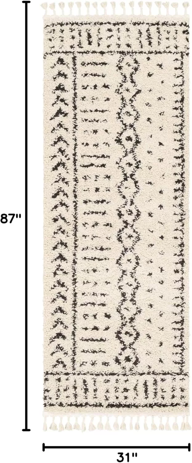 imageLivabliss Orlantha Bohemian Shag Area Rug2 x 211quot CharcoalBeigeCharcoalBeige