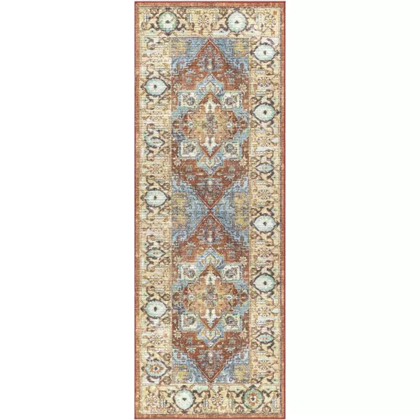 imageLivabliss Eviana Vintage Medallion Washable Area Rug 43quot x 511quot Burnt Orange27 x 73