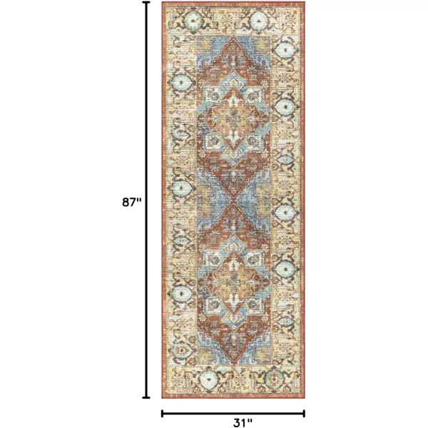 imageLivabliss Eviana Vintage Medallion Washable Area Rug 43quot x 511quot Burnt Orange27 x 73