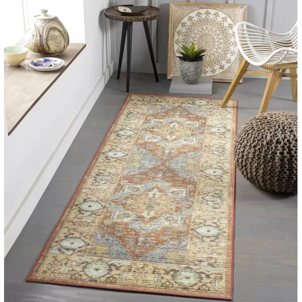 imageLivabliss Eviana Vintage Medallion Washable Area Rug 43quot x 511quot Burnt Orange27 x 73