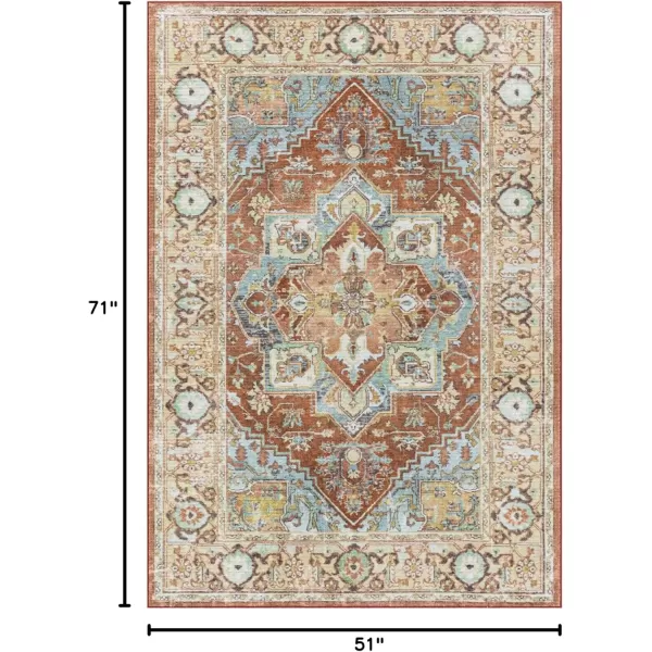 imageLivabliss Eviana Vintage Medallion Washable Area Rug 43quot x 511quot Burnt Orange43 x 511