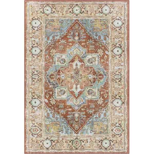 imageLivabliss Eviana Vintage Medallion Washable Area Rug 43quot x 511quot Burnt Orange43 x 511