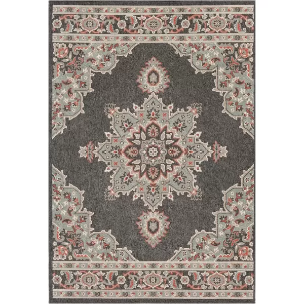 imageLivabliss Maritza Medallion IndoorOutdoor Area Rug 73quot Square DenimBlackSeafoam