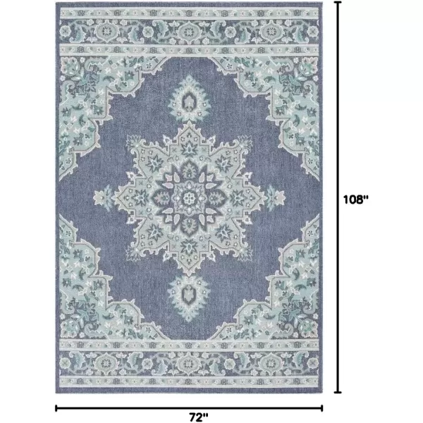 imageLivabliss Maritza Medallion IndoorOutdoor Area Rug 73quot Square DenimDenim