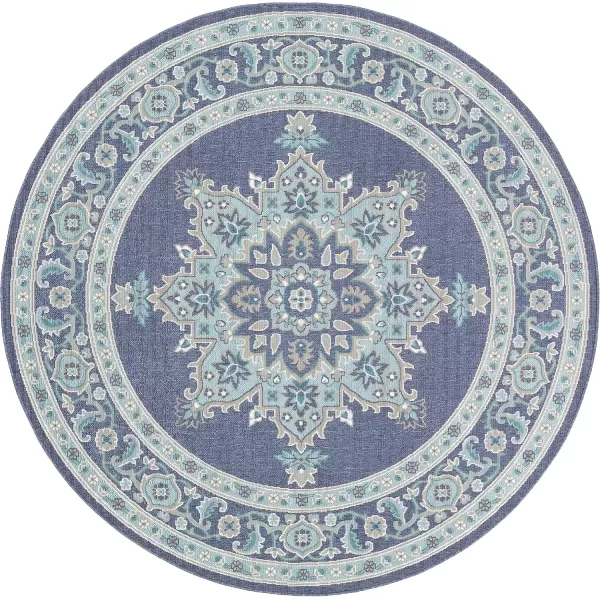 imageLivabliss Maritza Medallion IndoorOutdoor Area Rug 73quot Square DenimDenim