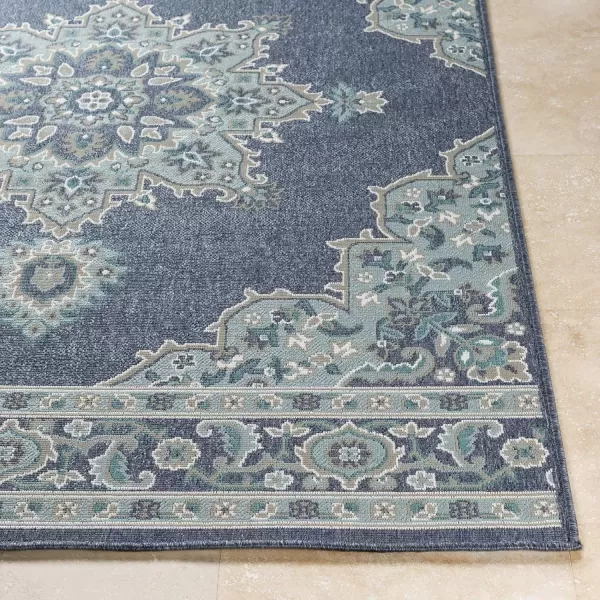 imageLivabliss Maritza Medallion IndoorOutdoor Area Rug 73quot Square DenimDenim