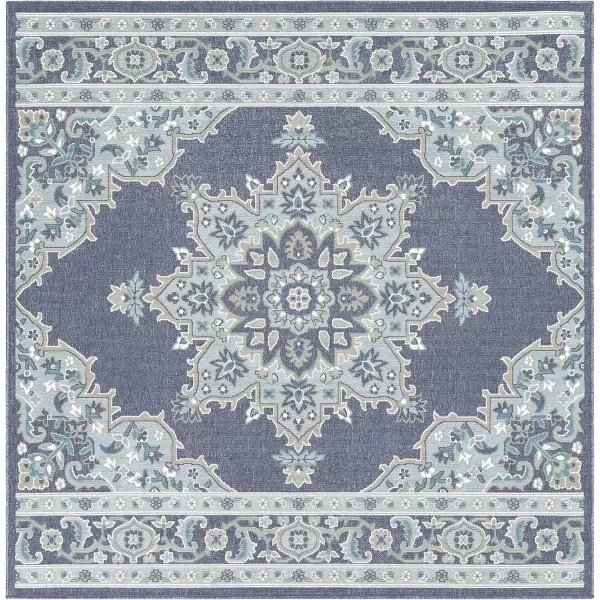 imageLivabliss Maritza Medallion IndoorOutdoor Area Rug 73quot Square DenimDenim
