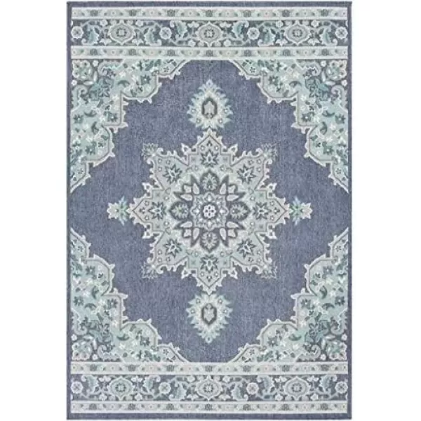 imageLivabliss Maritza Medallion IndoorOutdoor Area Rug 73quot Square DenimDenim