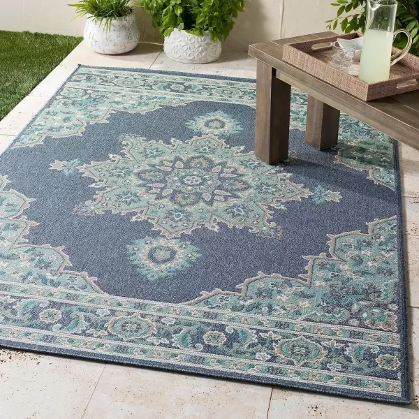 imageLivabliss Maritza Medallion IndoorOutdoor Area Rug 73quot Square DenimDenim