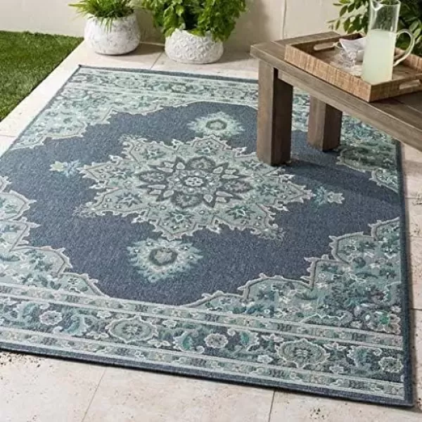 imageLivabliss Maritza Medallion IndoorOutdoor Area Rug 73quot Square DenimDenim