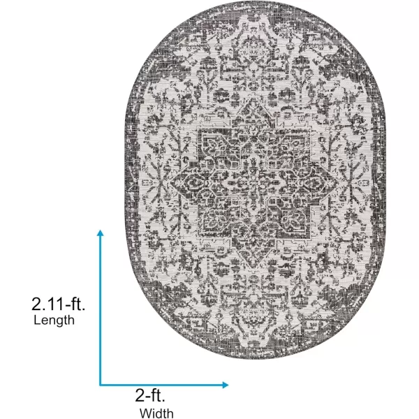 imageLivabliss Masha Vintage Medallion Outdoor Area Rug710quot SquareDark Gray2 x 211