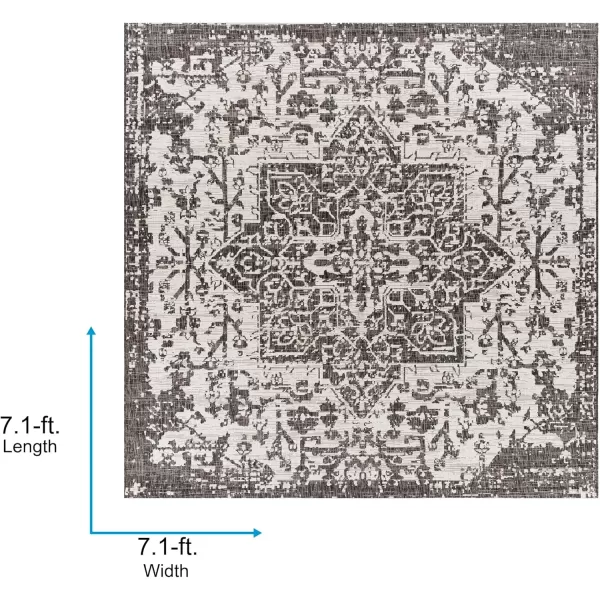 imageLivabliss Masha Vintage Medallion Outdoor Area Rug710quot SquareDark Gray710 Square