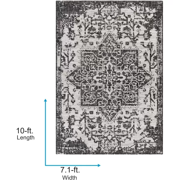 imageLivabliss Masha Vintage Medallion Outdoor Area Rug710quot SquareDark Gray710 x 10 Oval