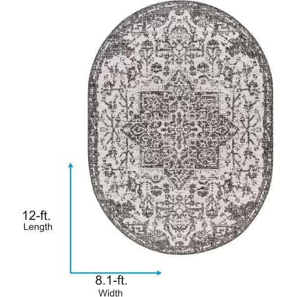 imageLivabliss Masha Vintage Medallion Outdoor Area Rug710quot SquareDark Gray810 x 12