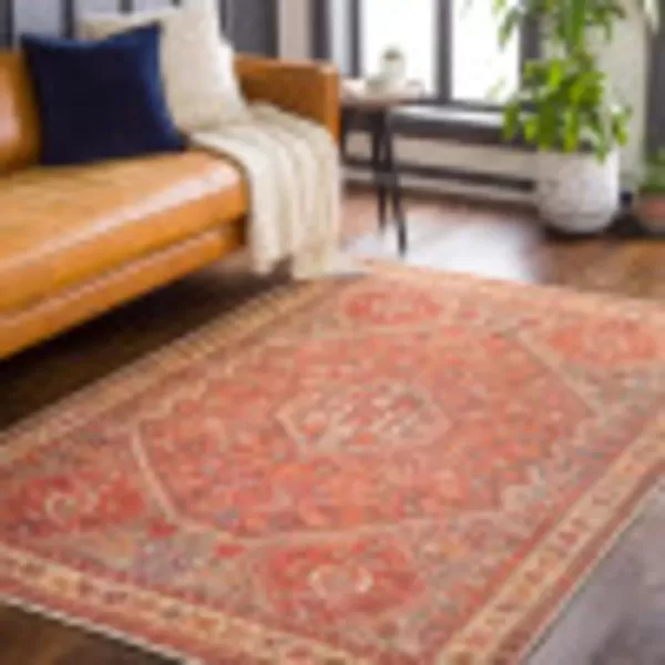 imageLivabliss Nico Vintage Medallion Washable Area Rug2 x 211quot Burnt Orange2 x 211