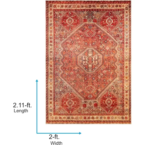 imageLivabliss Nico Vintage Medallion Washable Area Rug2 x 211quot Burnt Orange2 x 211