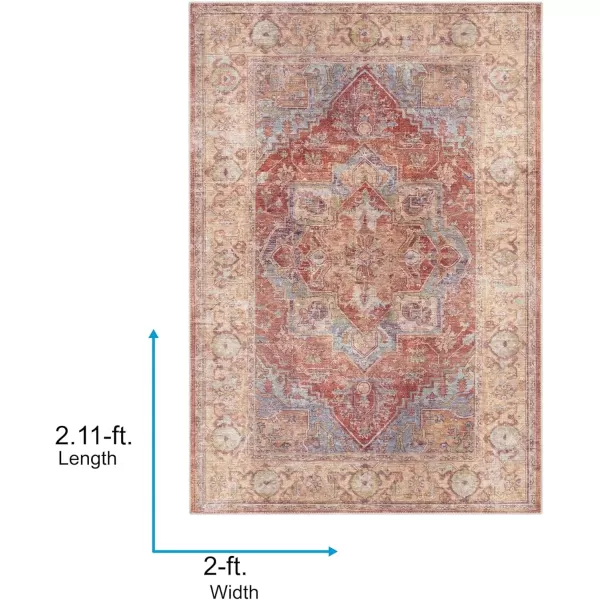 imageLivabliss Nico Vintage Medallion Washable Area Rug2 x 211quot Burnt OrangeTeal2 x 211