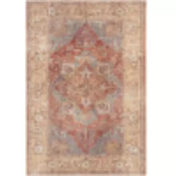 imageLivabliss Nico Vintage Medallion Washable Area Rug2 x 211quot Burnt OrangeTeal67 x 9