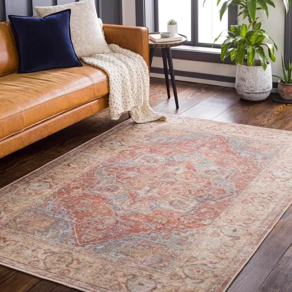 imageLivabliss Nico Vintage Medallion Washable Area Rug2 x 211quot Burnt OrangeTeal710 x 102