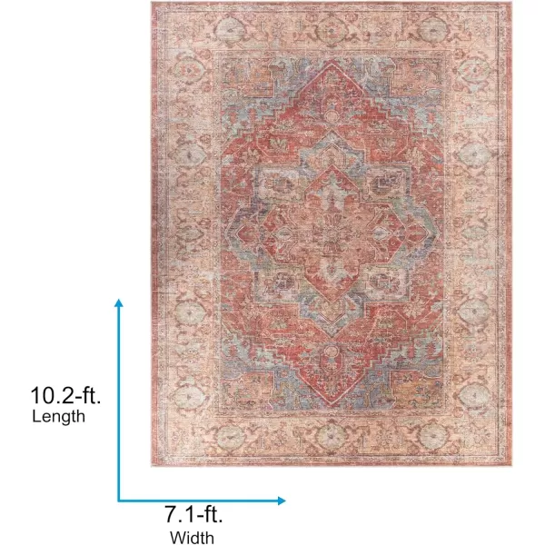 imageLivabliss Nico Vintage Medallion Washable Area Rug2 x 211quot Burnt OrangeTeal710 x 102