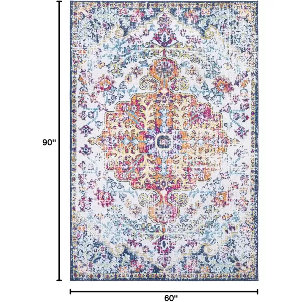 imageLivabliss Odelia Vintage Bohemian Washable Area Rug 4 x 6 OrangeMulti76 x 5 Rectangular