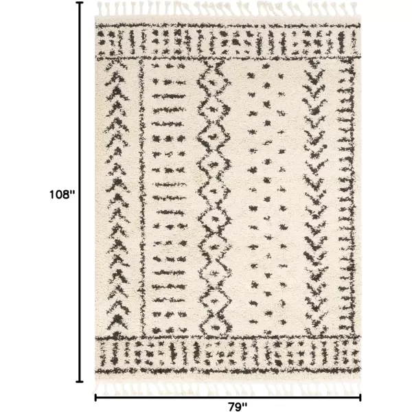 imageLivabliss Orlantha Bohemian Shag Area Rug2 x 211quot CharcoalBeigeCharcoalBeige