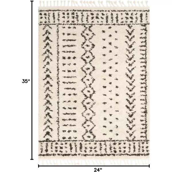 imageLivabliss Orlantha Bohemian Shag Area Rug2 x 211quot CharcoalBeigeCharcoalBeige