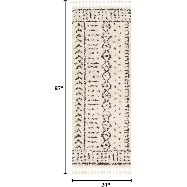 imageLivabliss Orlantha Bohemian Shag Area Rug2 x 211quot CharcoalBeigeCharcoalBeige