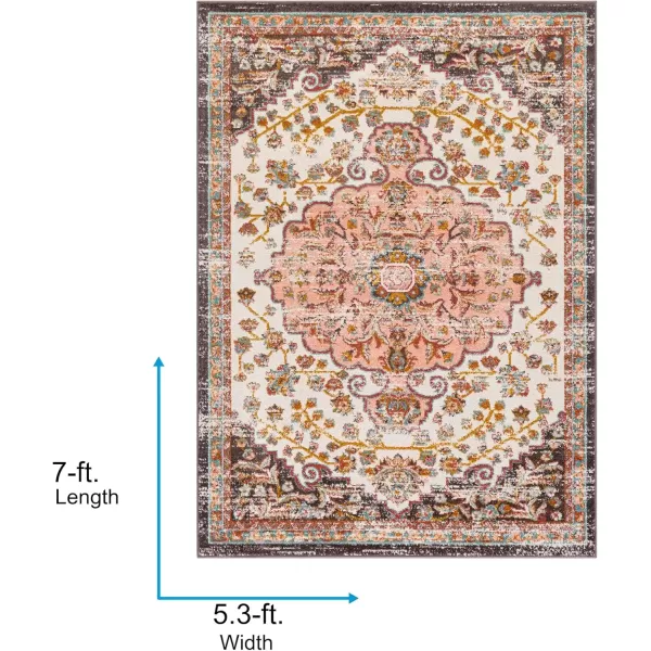 imageLivabliss Camber Vintage Medallion Area Rug52quot x 7Pale PinkPale Pink